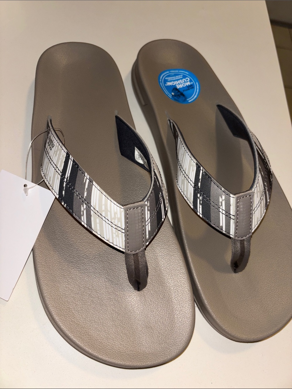 Columbia Men's Taupe Flip-Flop with Striped Strap